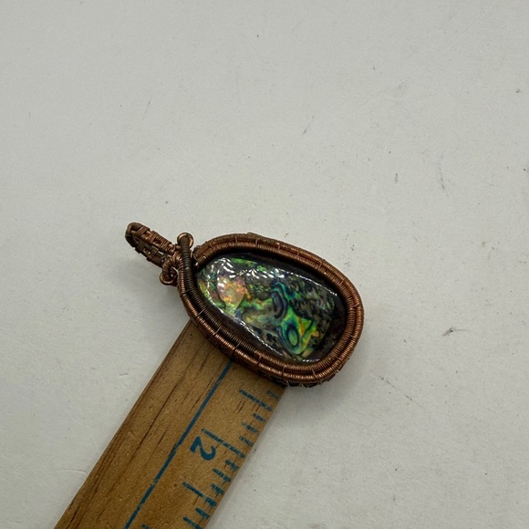 Handcrafted Amorite Dragons Blood Wire Wrapped Pendant Boho Hippie Jewelry - Picture 10 of 11